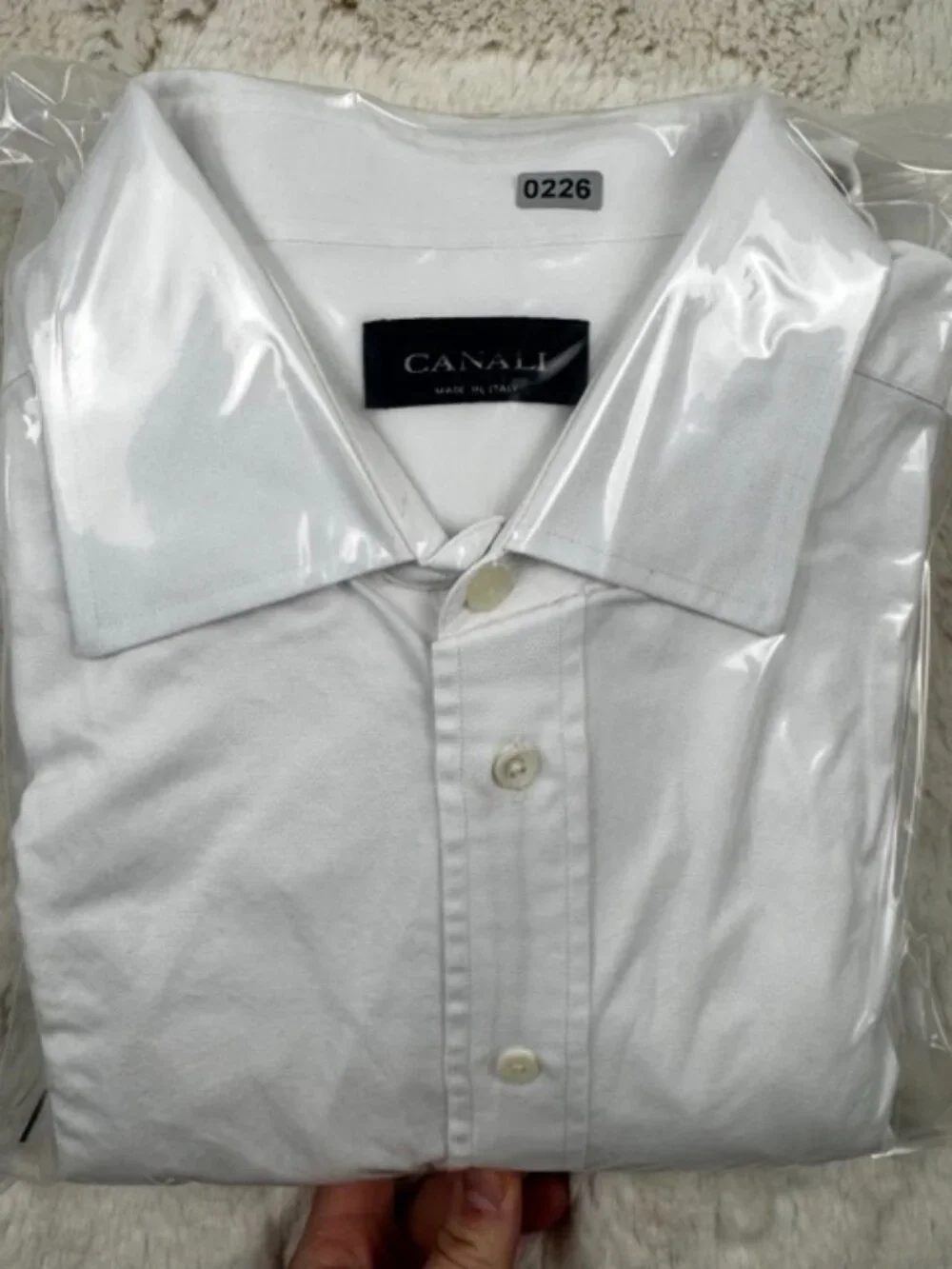 Lot of 3 Canali Dress Shirts Men's Size 44 17.5 White Cotton Business Button-Up - Picture 11 of 11